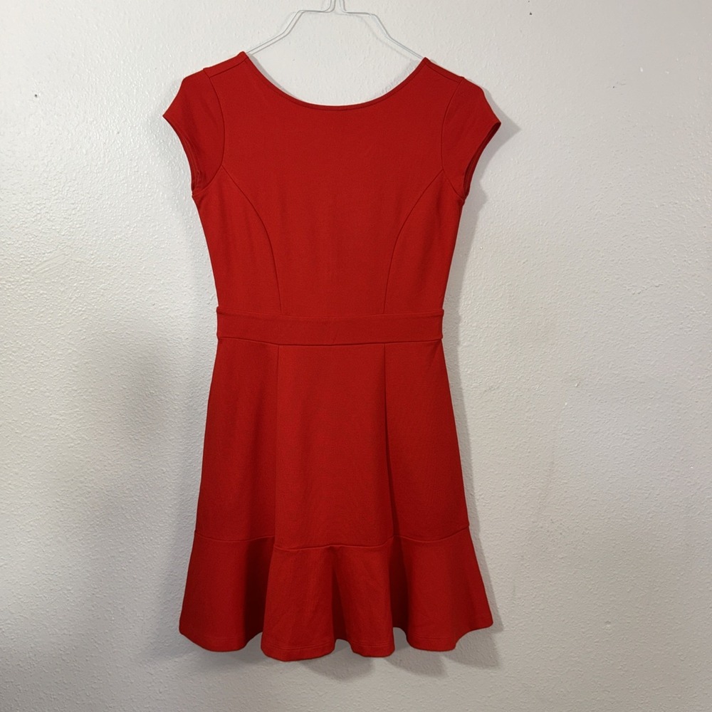 New Ann Taylor Loft Dress Women's 00 Red Ruffle Zipper Back Party Minimalist